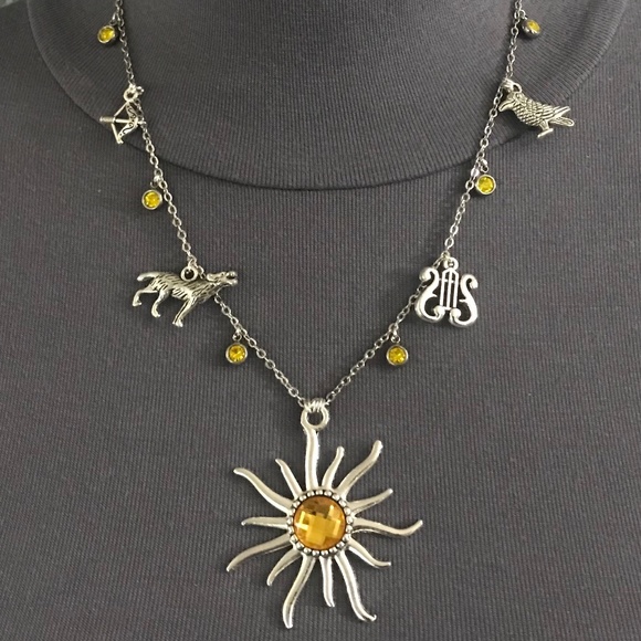 “Apollo: God of the Sun" Greek Roman Mythology Handmade Necklace, Lyre, Wolf - Picture 7 of 14